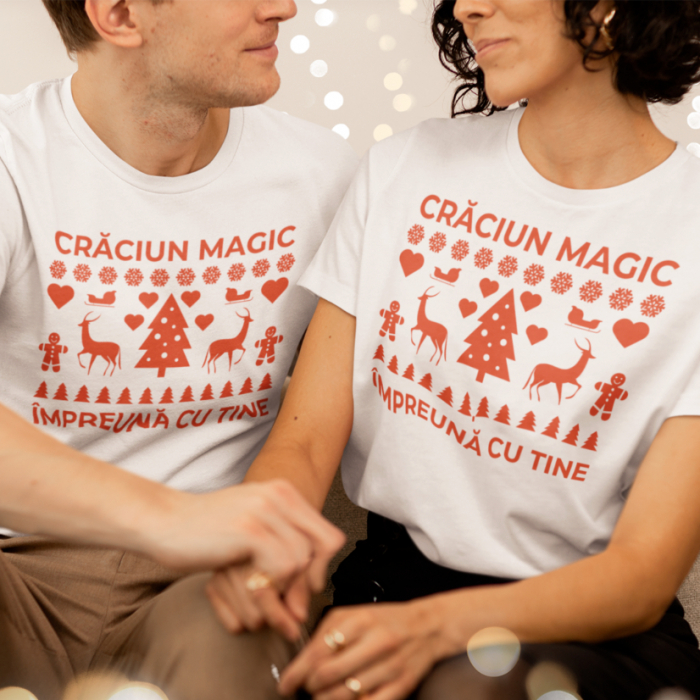 Set 2 Tricouri Cuplu Personalizate Craciun - Craciun magic alaturi de tine   [1]