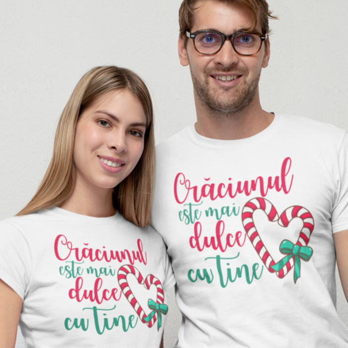 Set 2 Tricouri Cuplu Personalizate Craciun - Craciunul e mai dulce cu tine   [1]