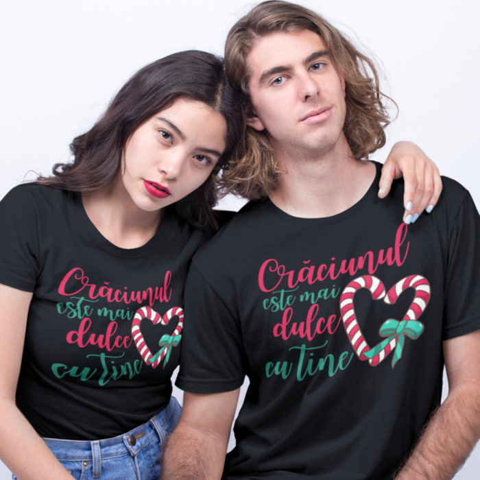 Set 2 Tricouri Cuplu Personalizate Craciun - Craciunul e mai dulce cu tine   [2]