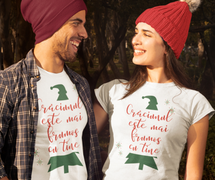 Set 2 Tricouri Cuplu Personalizate Craciun - Craciunul e mai frumos cu tine   [2]