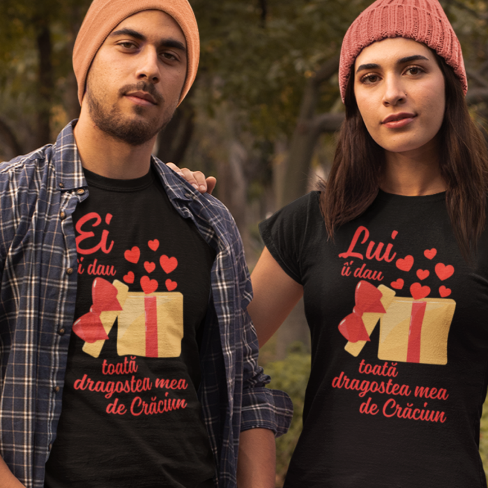 Set 2 Tricouri Cuplu Personalizate Craciun - Ei / lui ii dau toata dragostea mea   [2]