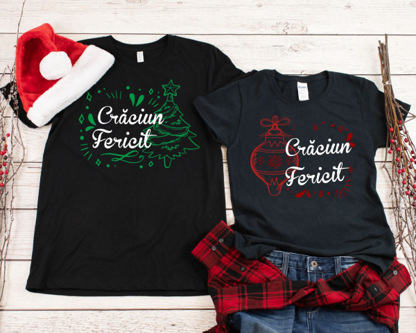Set 2 Tricouri Cuplu Personalizate - Craciun Fericit   [2]