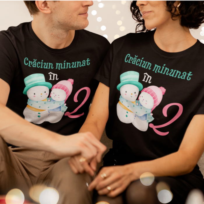 Set 2 Tricouri Cuplu Personalizate Craciun - Craciun minunat impreuna   [1]
