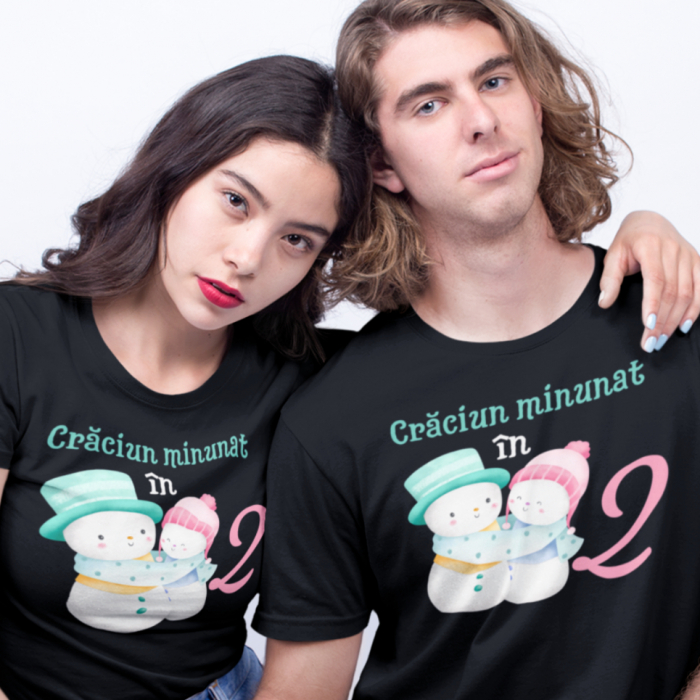 Set 2 Tricouri Cuplu Personalizate Craciun - Craciun minunat impreuna   [2]