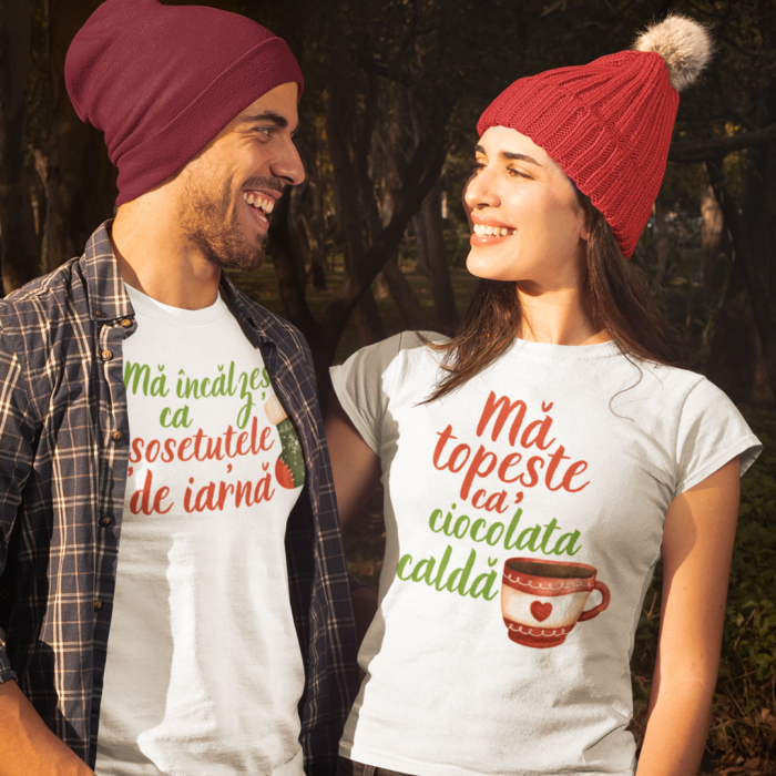 Set 2 Tricouri Cuplu Personalizate Craciun - Ma incalzeste si ma topeste   [1]