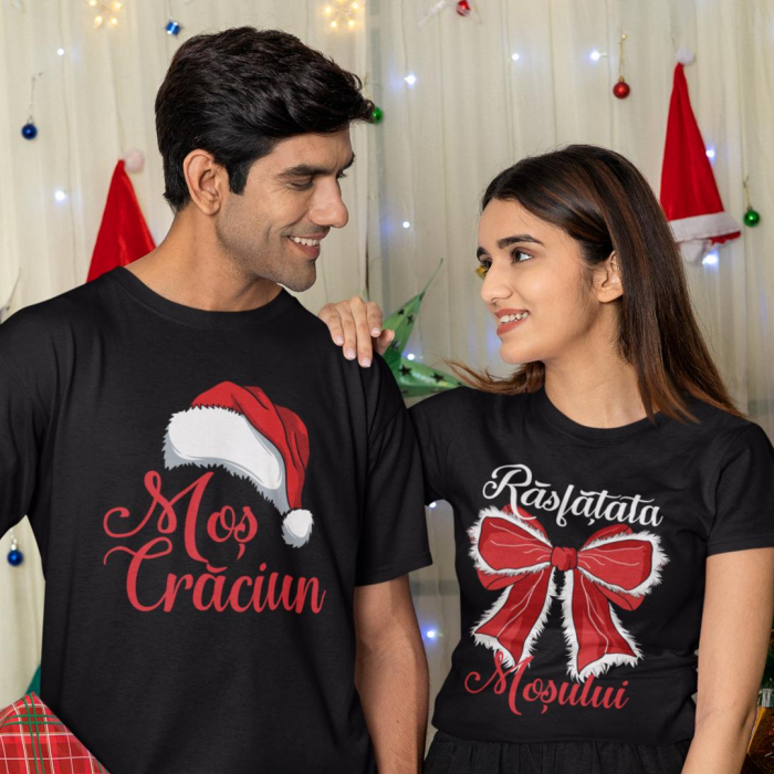 Set 2 Tricouri Cuplu Personalizate Craciun - Mos Craciun  Rasfatata Mosului   [2]