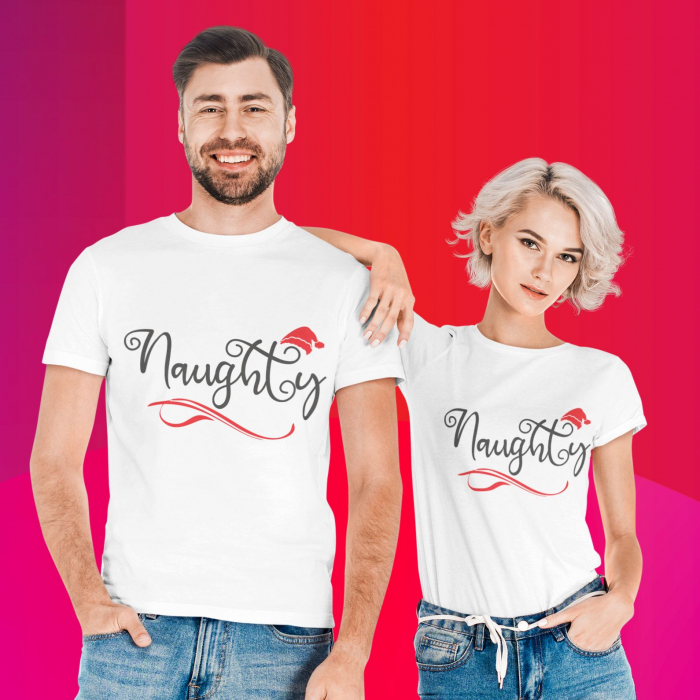 Set 2 Tricouri Cuplu Personalizate Craciun - Naughty And Nice   [2]