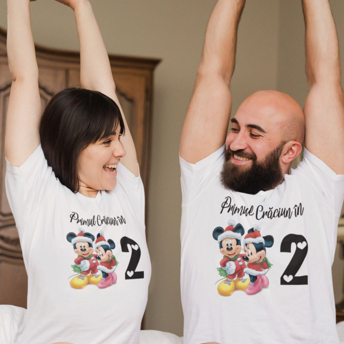 Set 2 Tricouri Cuplu Personalizate Craciun - Primul Craciun In 2   [2]