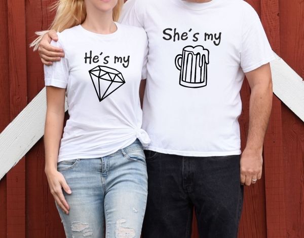 Set 2 Tricouri Cuplu Personalizate - Diamante Si Bere   [2]