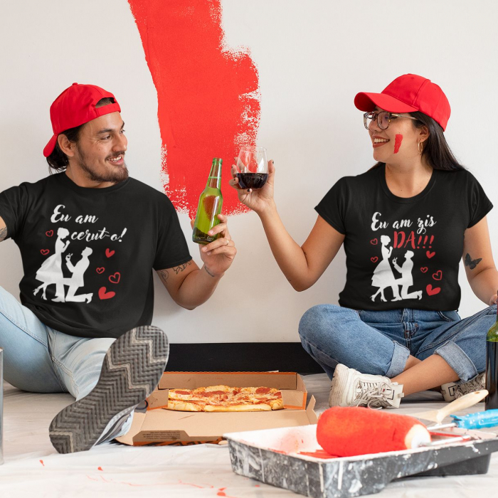 Set 2 Tricouri Cuplu Personalizate - Eu am cerut-o/Eu am zis da   [2]