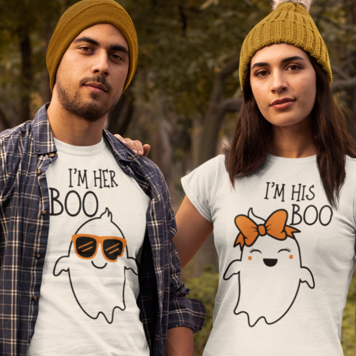 Tricouri Cuplu Personalizate Halloween - I'm her boo / I'm his boo [2]