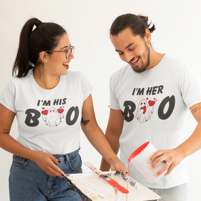 Set 2 Tricouri Cuplu Personalizate Halloween - I'm Her/His Boo   [2]