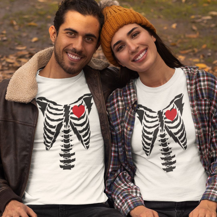 Tricouri Cuplu Personalizate Halloween - Skeleton Love [1]