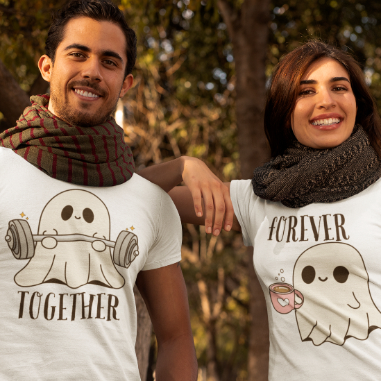 Tricouri Cuplu Personalizate Halloween - Together Forever Fantome [2]