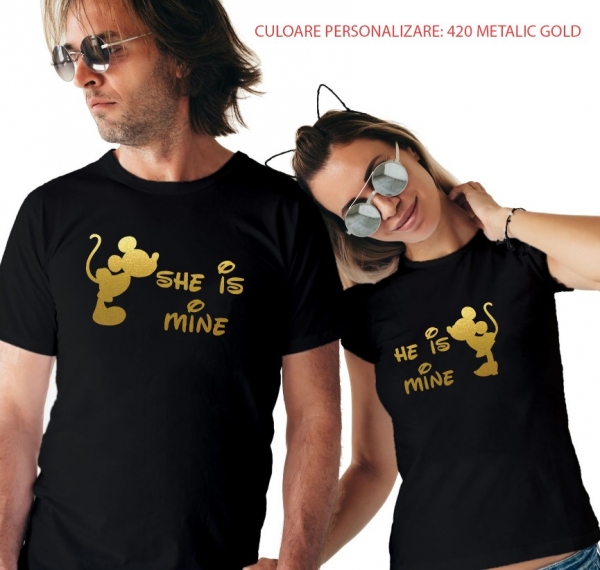 Set 2 Tricouri Cuplu Personalizate - She is mine / He is mine   [2]