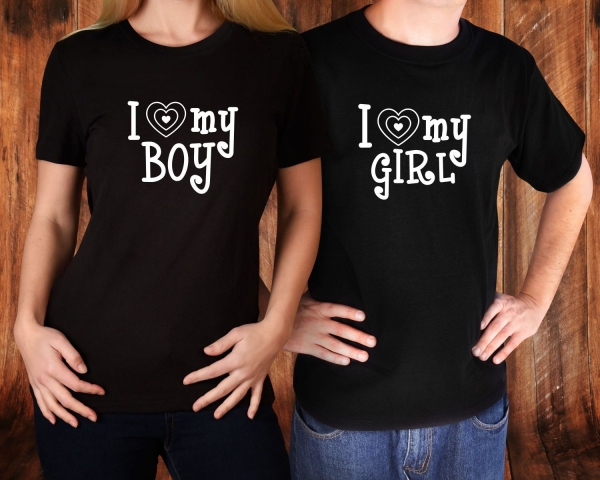Set 2 Tricouri Cuplu Personalizate - I love My Boy / Girl   [2]