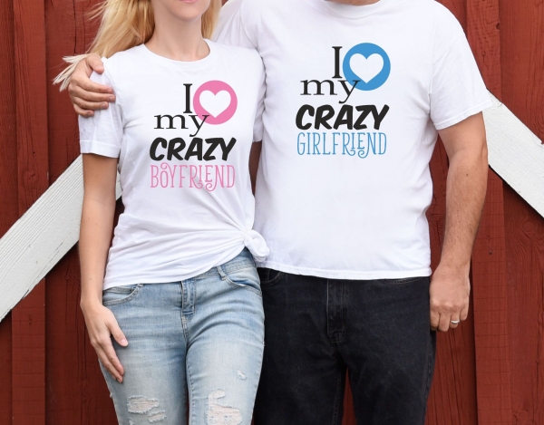 Set 2 Tricouri Cuplu Personalizate - I love My Crazy Boyfriend / Girlfriend   [3]