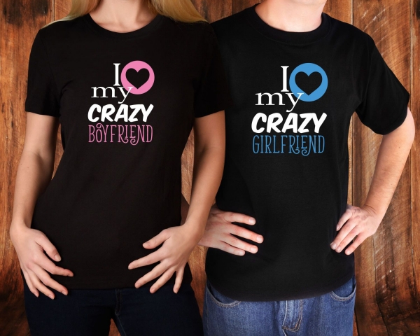 Set 2 Tricouri Cuplu Personalizate - I love My Crazy Boyfriend / Girlfriend   [2]