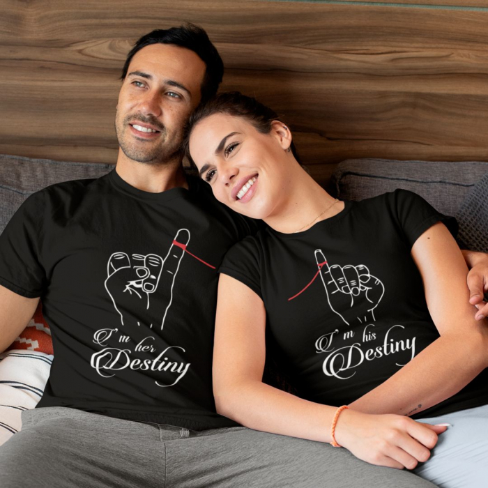 Set 2 Tricouri Cuplu Personalizate - I'm her destiny / his destiny   [2]