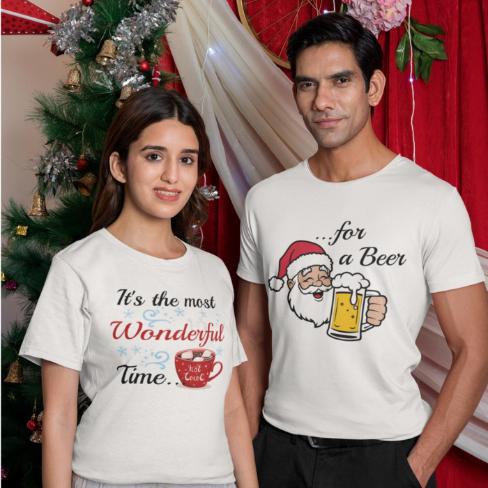 Set 2 Tricouri Cuplu Personalizate - It's the most wonderful time... for a beer   [2]