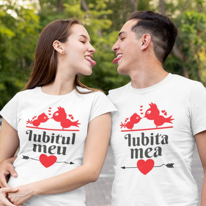 Set 2 Tricouri Cuplu Personalizate - Iubitul Meu / Iubita Mea Turturele   [2]