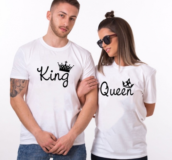 Set 2 Tricouri Cuplu Personalizate - King and Queen 2   [2]