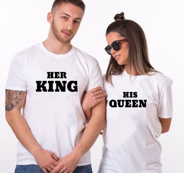 Tricouri Cuplu Personalizate - His Queen / Her King [2]