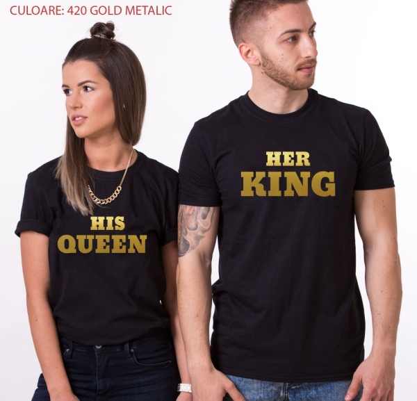 Tricouri Cuplu Personalizate - His Queen / Her King [1]