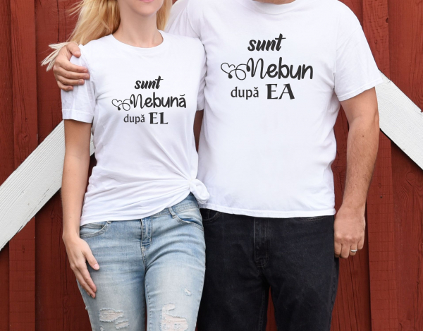 Set 2 Tricouri Cuplu Personalizate - Nebun Dupa El / Ea   [2]