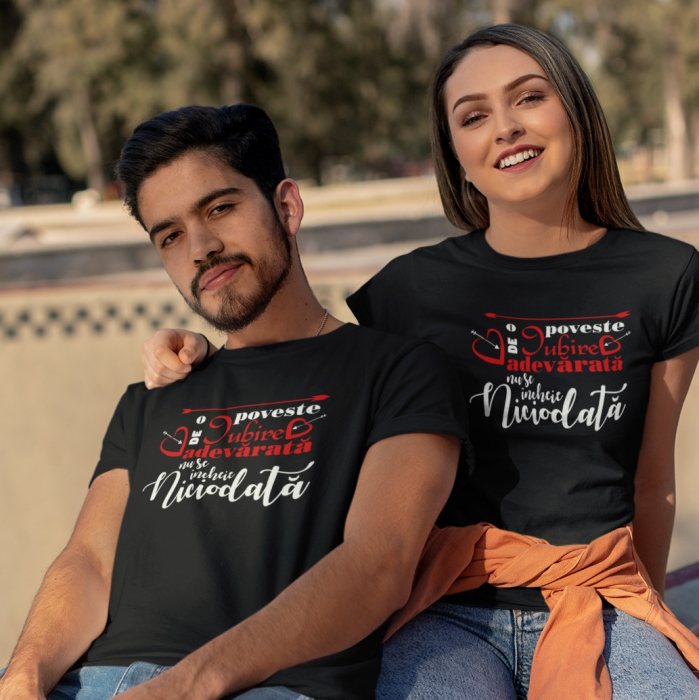 Set 2 Tricouri Cuplu Personalizate - O poveste de iubire adevarata   [2]