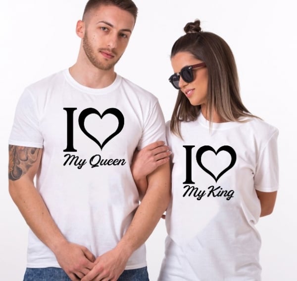 Set 2 Tricouri Cuplu Personalizate - I love my king / queen   [2]
