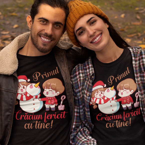 Set 2 Tricouri Cuplu Personalizate - Primul craciun fericit impreuna   [1]