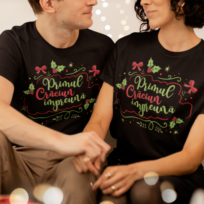 Set 2 Tricouri Cuplu Personalizate - Primul Craciun impreuna   [2]