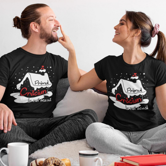 Set 2 Tricouri Cuplu Personalizate - Primul Craciun la noi acasa   [2]