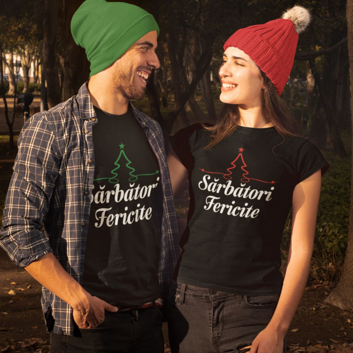 Set 2 Tricouri Cuplu Personalizate - Sarbatori Fericite Bradut   [2]