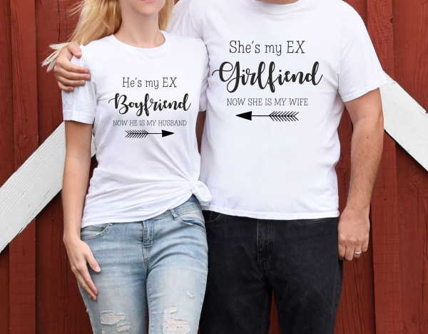 Set 2 Tricouri Cuplu Personalizate - She's My Ex  Now My Wife   [3]