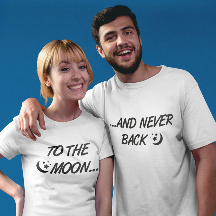 Set 2 Tricouri Cuplu Personalizate - To the moon ... and never back   [2]