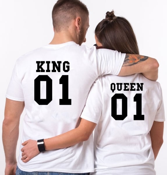 Set 2 Tricouri Cuplu Personalizate - King and Queen   [3]