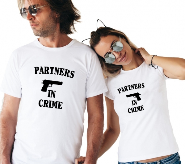 Set 2 Tricouri Cuplu Personalizate - Partners in Crime   [3]