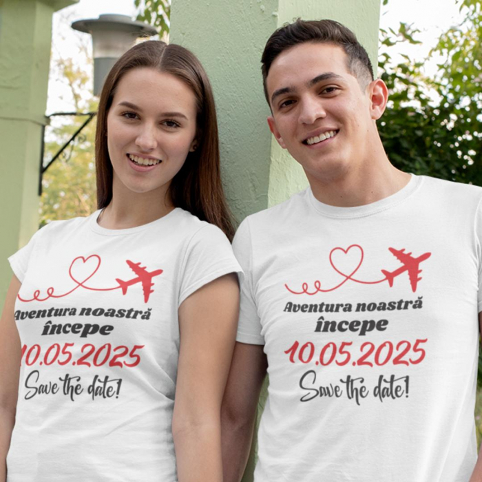Set 2 Tricouri Cuplu Save The Date - Aventura noastra incepe acum [2]
