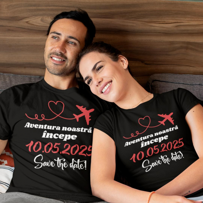 Set 2 Tricouri Cuplu Save The Date - Aventura noastra incepe acum [1]