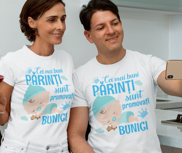 Set 2 Tricouri Personalizate - Cei mai buni parinti sunt promovati bunici baietel [2]