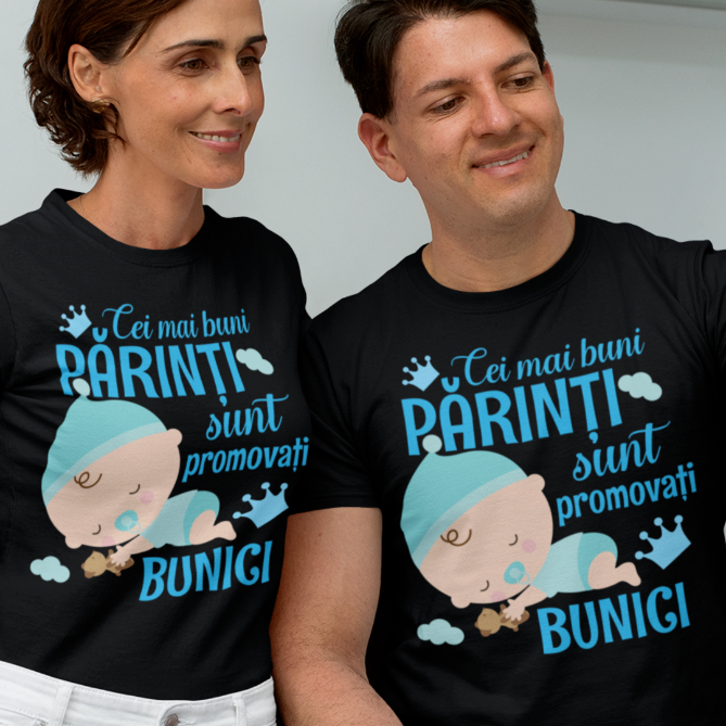 Set 2 Tricouri Personalizate - Cei mai buni parinti sunt promovati bunici baietel [1]