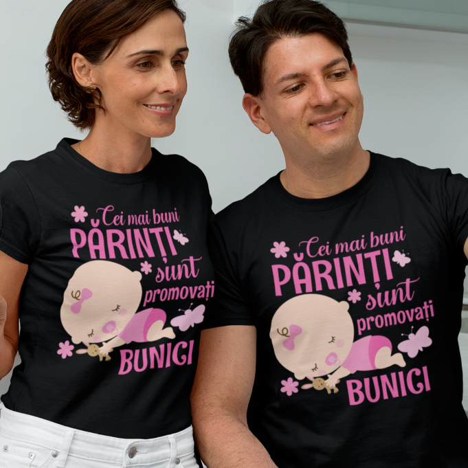 Set 2 Tricouri Personalizate - Cei mai buni parinti sunt promovati bunici fetita [2]