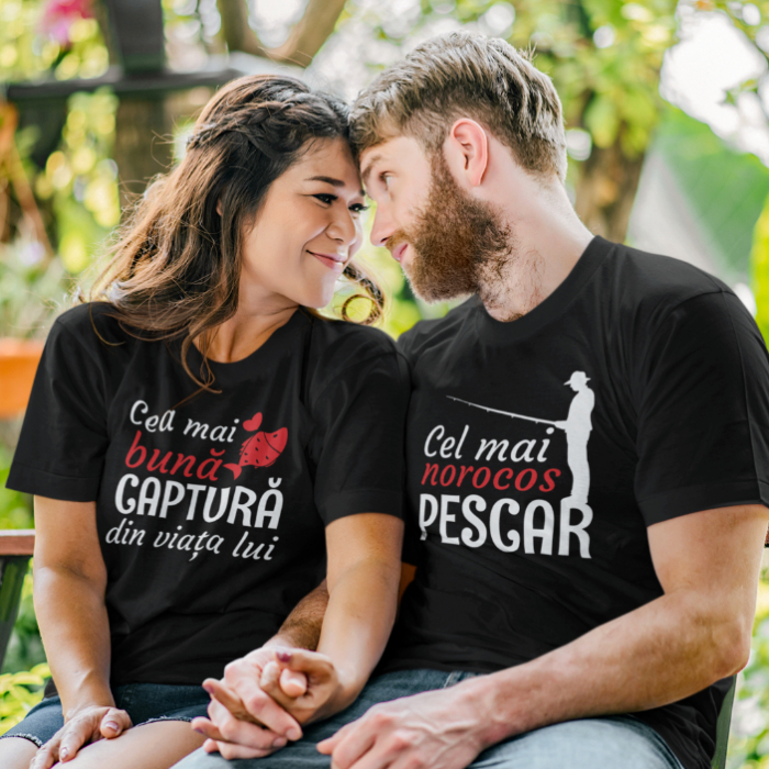 Set 2 Tricouri Personalizate Cuplu - Cel mai norocos pescar cea mai buna captura   [2]