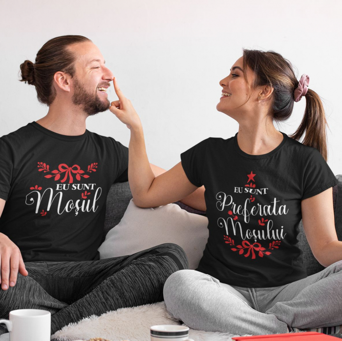 Set 2 Tricouri Personalizate Cuplu Craciun - Preferata Mosului   [2]