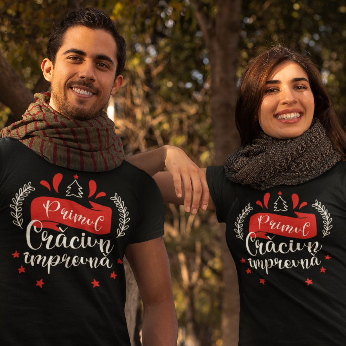 Set 2 Tricouri Personalizate Cuplu - Primul Craciun Impreuna Stelute   [2]