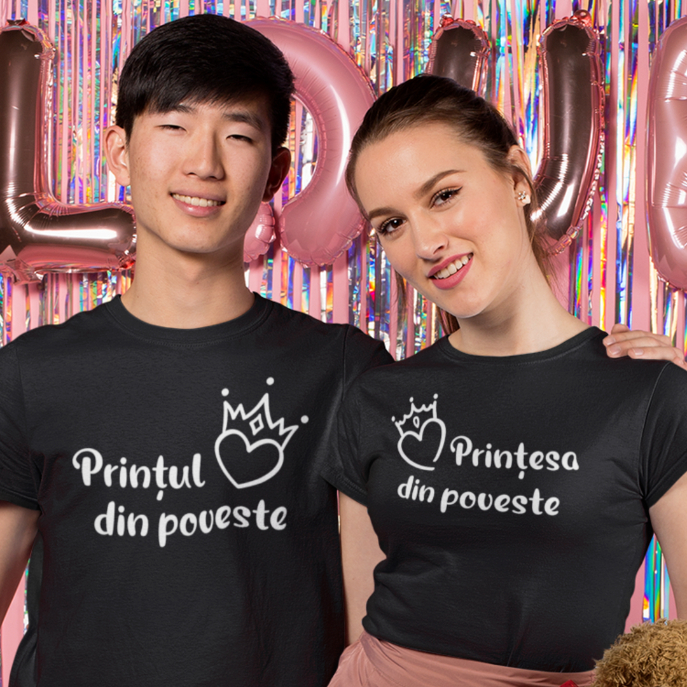 Set 2 Tricouri Personalizate Cuplu - Printul si printesa din poveste   [2]