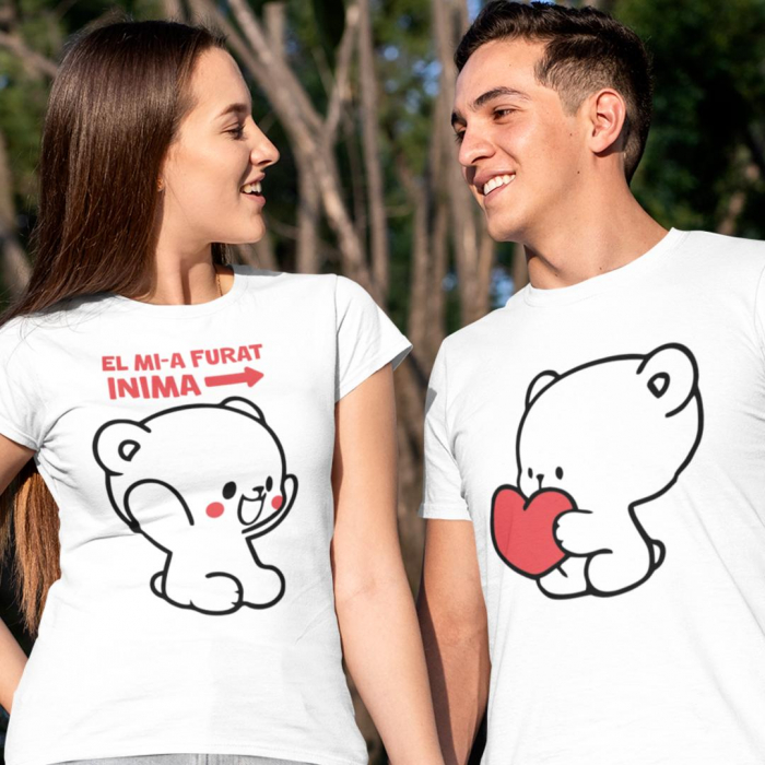 Set 2 Tricouri Personalizate Cuplu - Ursuleti Mi-a furat inima   [1]
