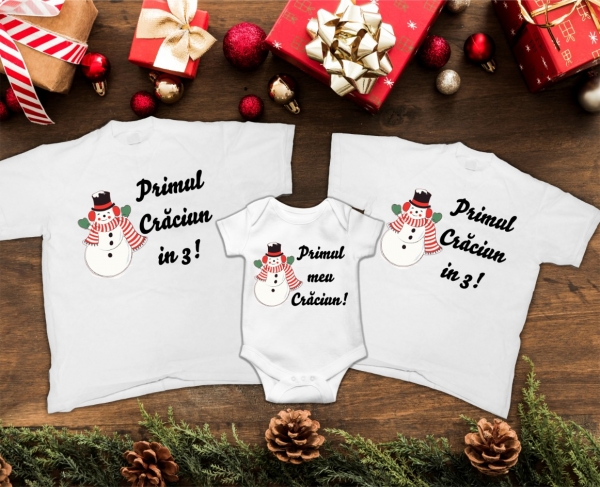 Set 3 Set Tricouri Personalizate Familie - Primul Craciun 3   [2]